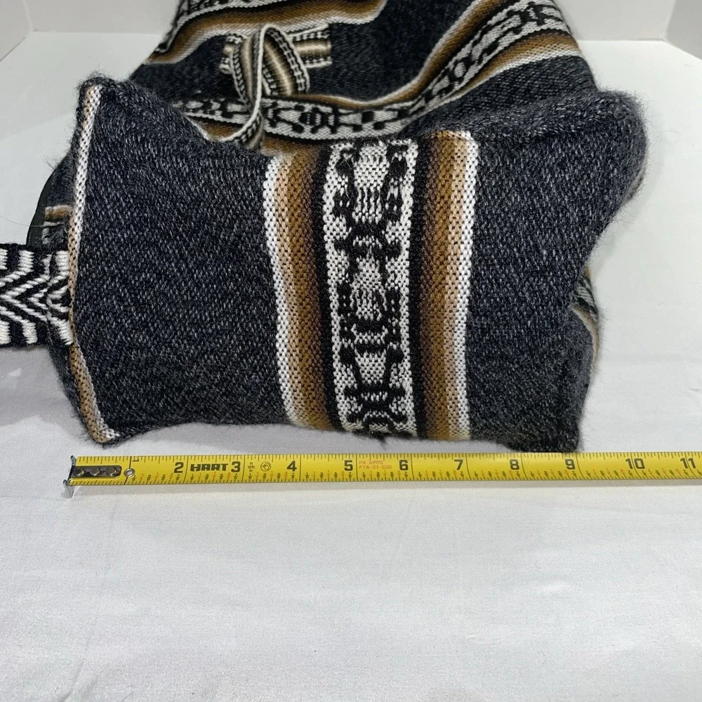 Woven Llama Duffel Bag Peruvian Wool Blend Travel Weekend Bag Gray Brown Stripe
